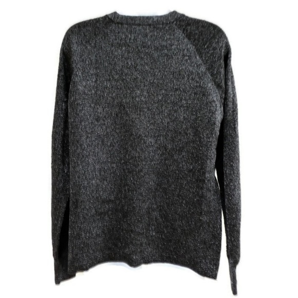 MeTaLLiC Knit J Crew Black Sweater Long Sleeve Open Side Slits Silver Sparkle M - Picture 4 of 7